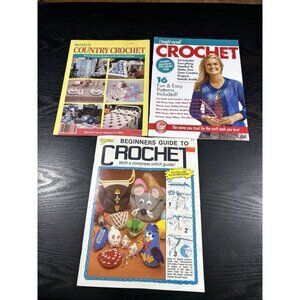 Vintage 3 Crochet Magazines & Booklet McCall’s Country Beginners Guide Learning